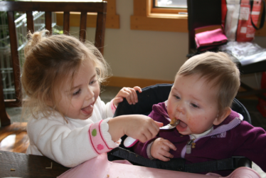 Lucie feeding Alice Baby feeding tools