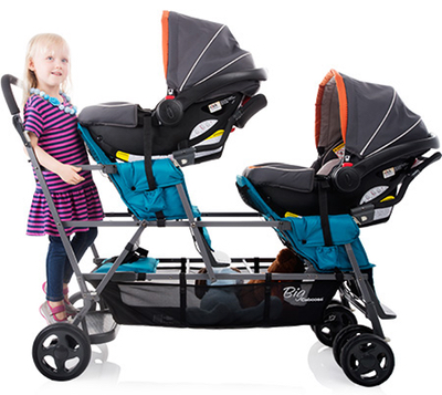 three child stroller