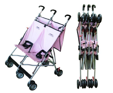 pink double umbrella stroller