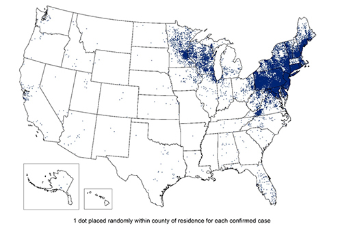 Map of Lyme disease reports for 2018
