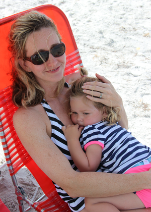 Baby on Beach with Mom