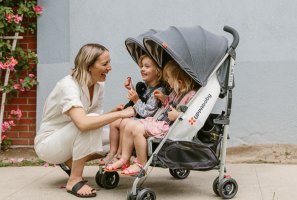 white and gold stroller