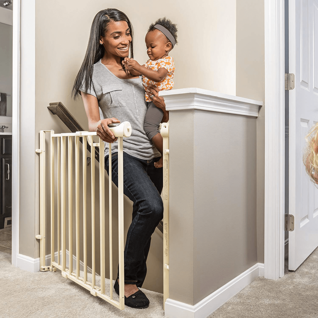 best baby gate for top of stairs with banister