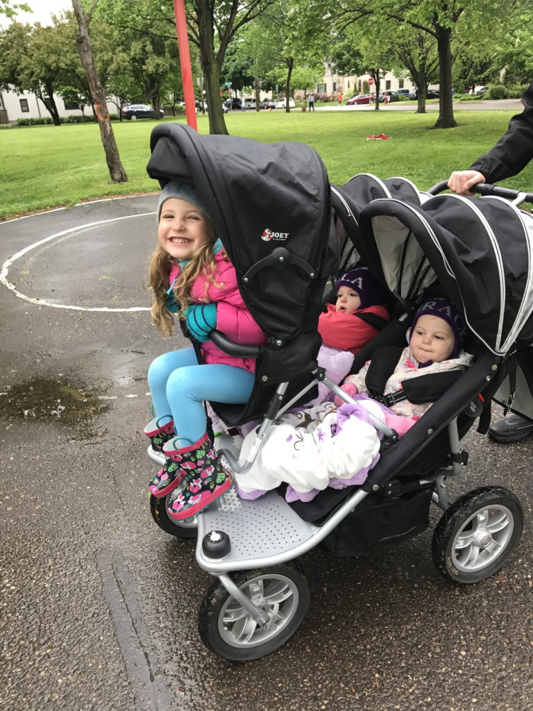 double stroller with third seat attachment