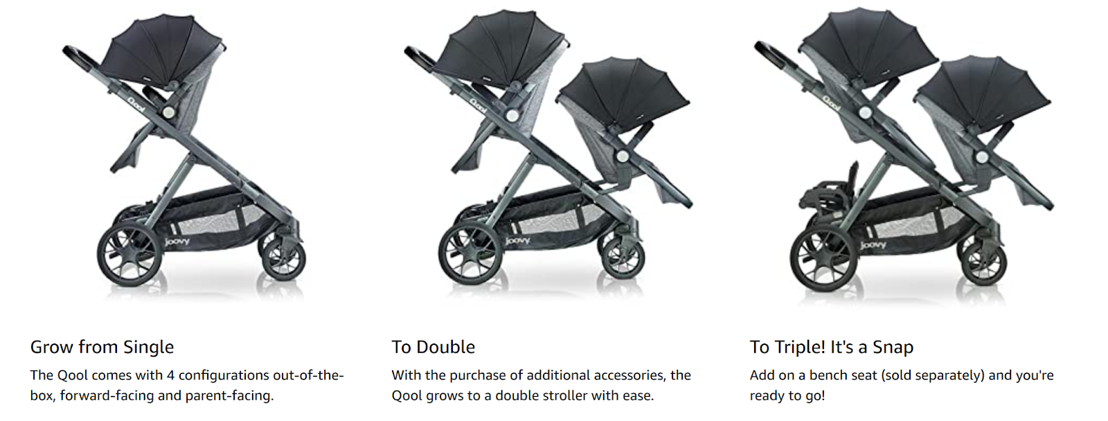 Joovy Qool Stroller Review perfect for triplets or twins and an older kid.