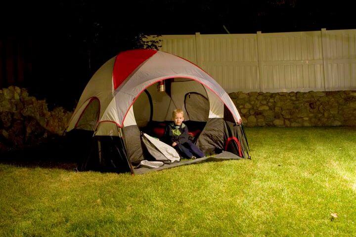 family camping backyard