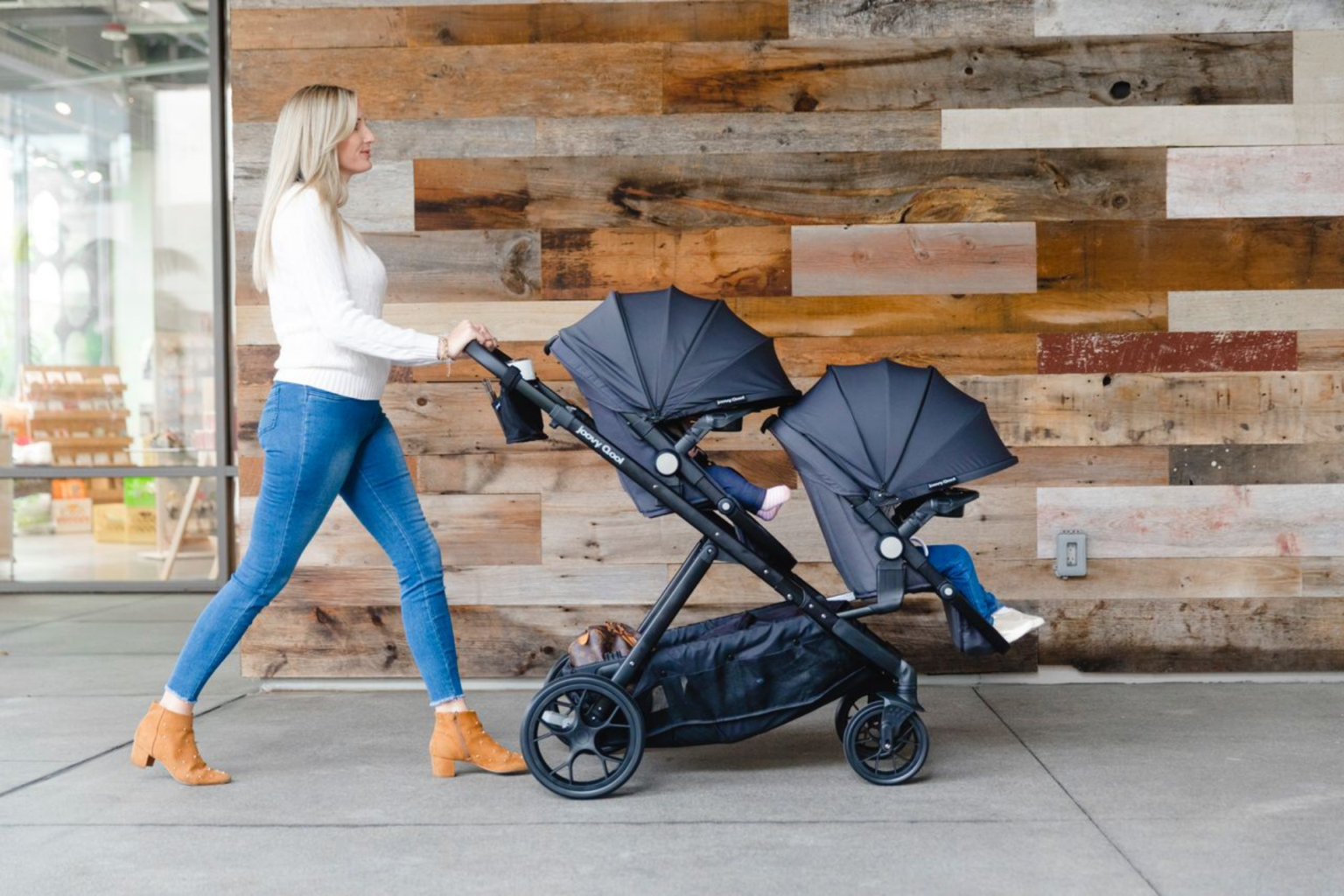 Joovy Qool Stroller Review perfect for triplets or twins and an older kid.